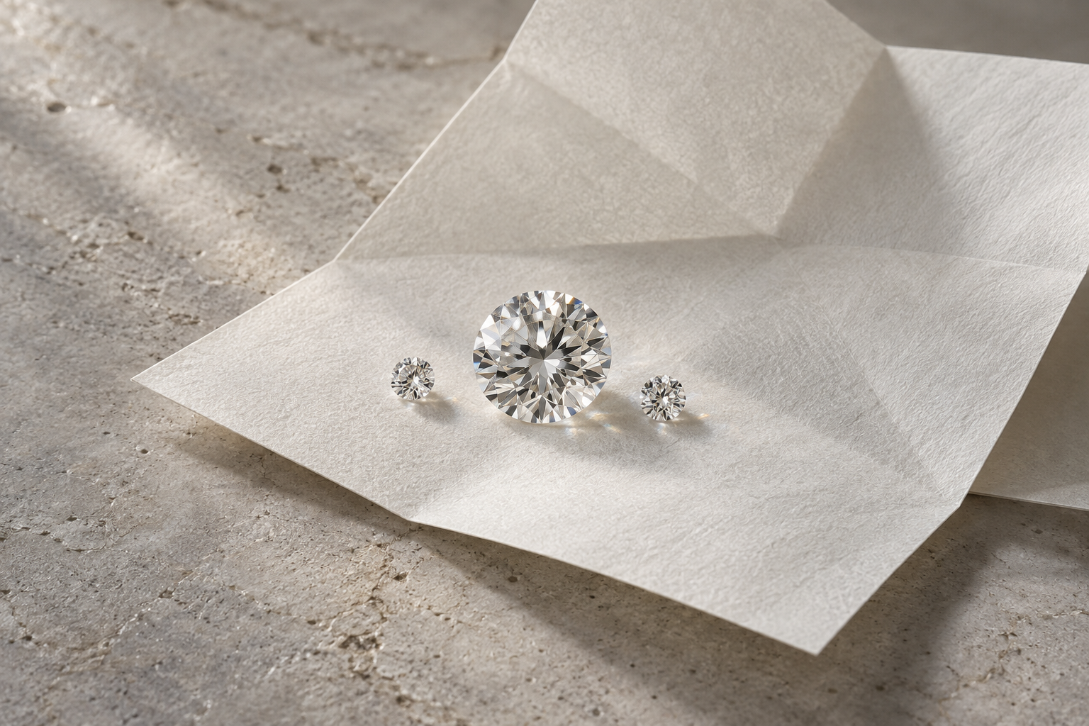 Illustration : diamants ronds sur papier de diamantaire