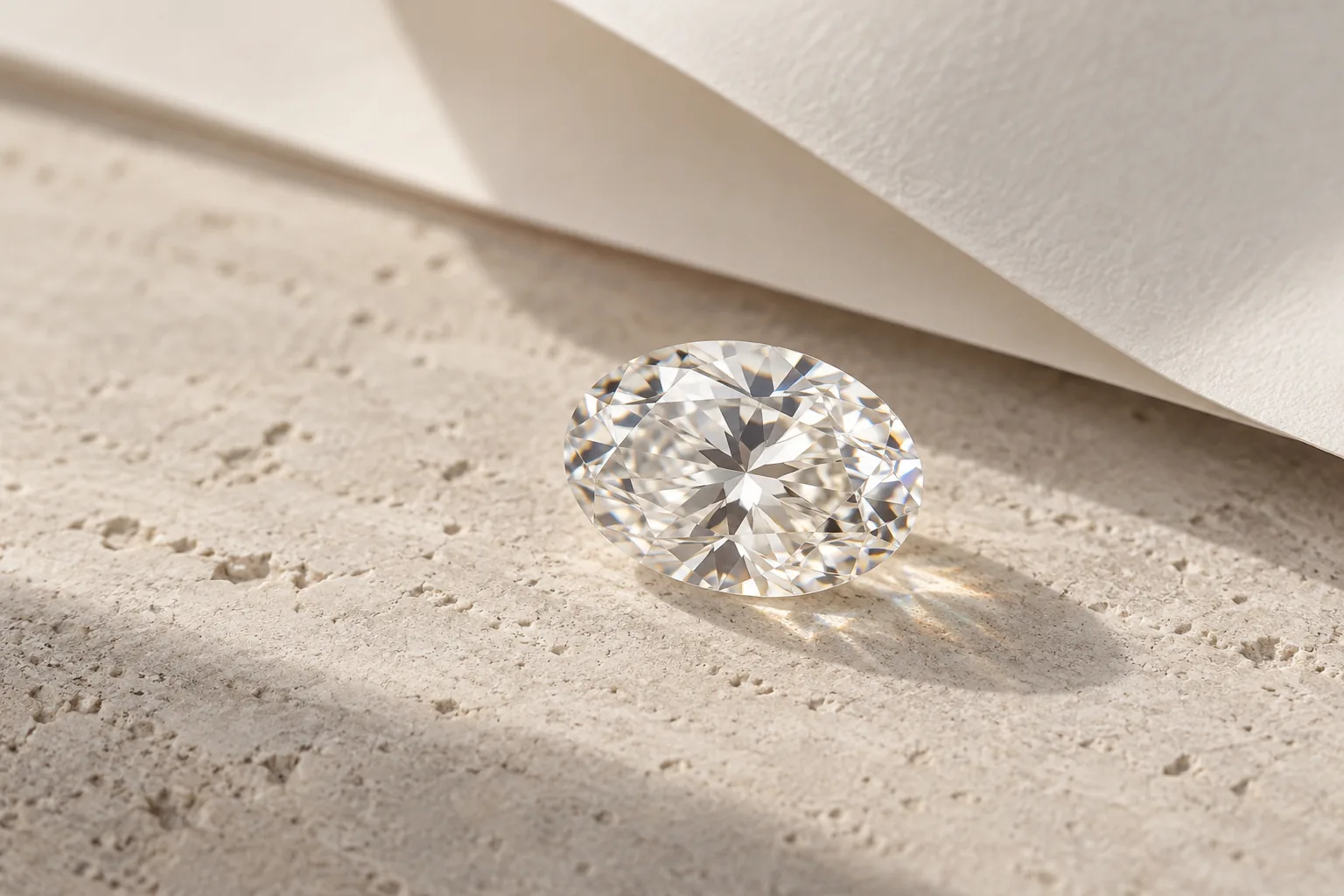 Illustration : diamant ovale sur pierre claire